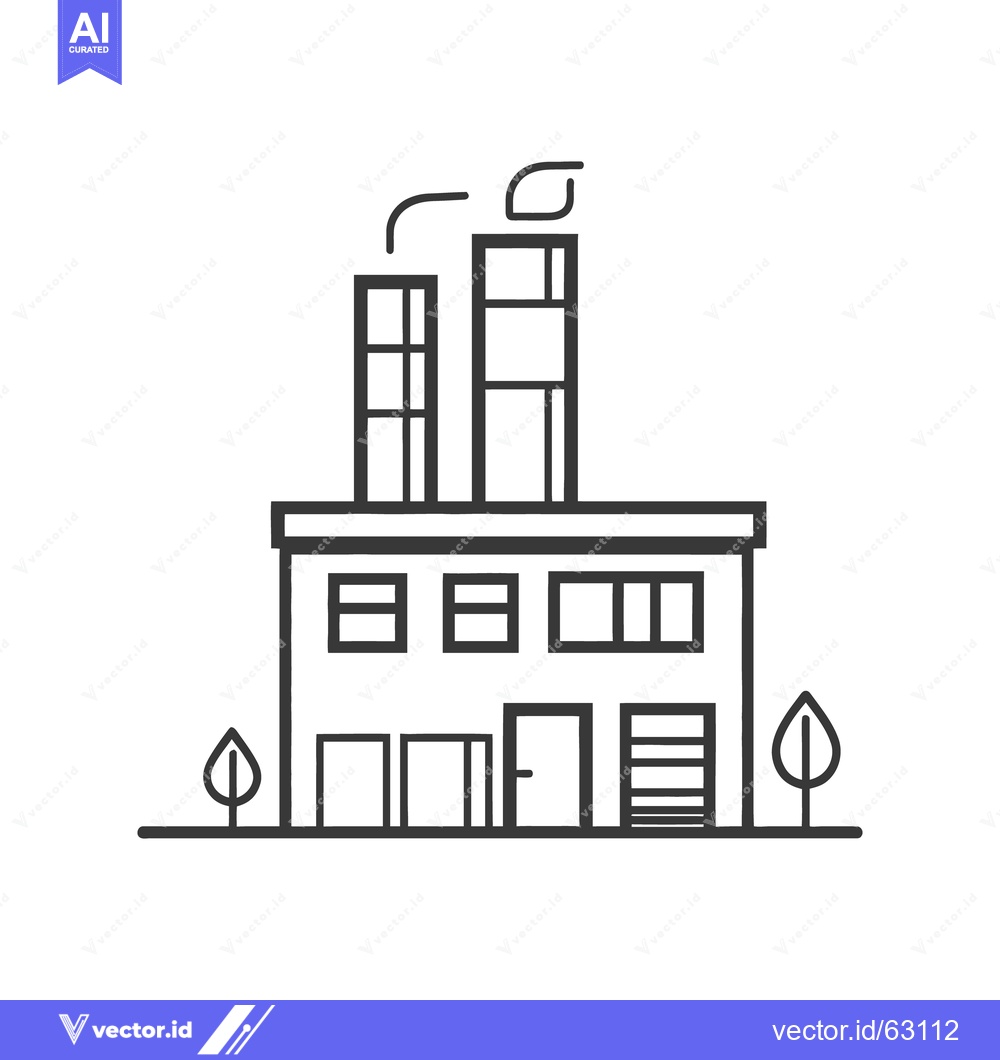 Premium Vector dari A simple black and white illustration of an industrial building