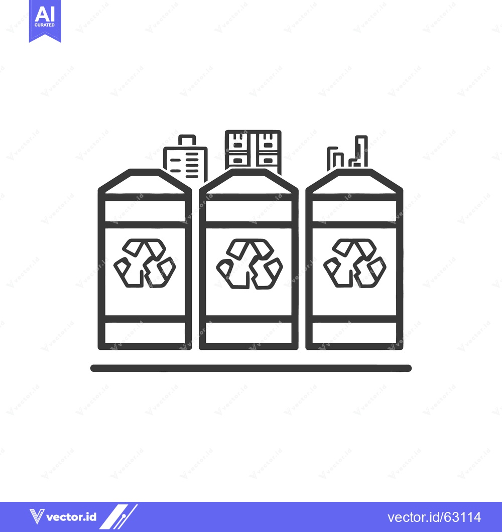 Premium Vector of Three Recycling Containers Depicting a Sustainable Environmental Progr