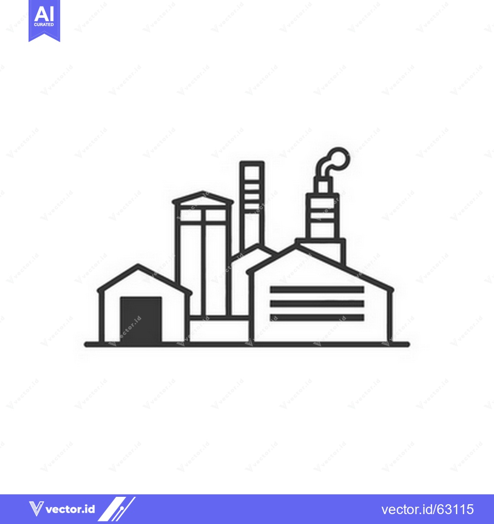 Premium Vector dari A simple vector illustration depicts a factory and its components