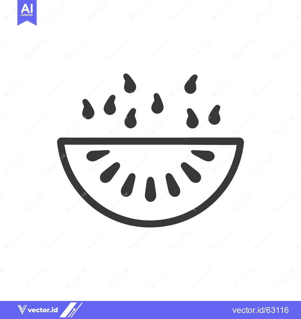Premium Vector of A simple black and white illustration depicts watermelon slice with se