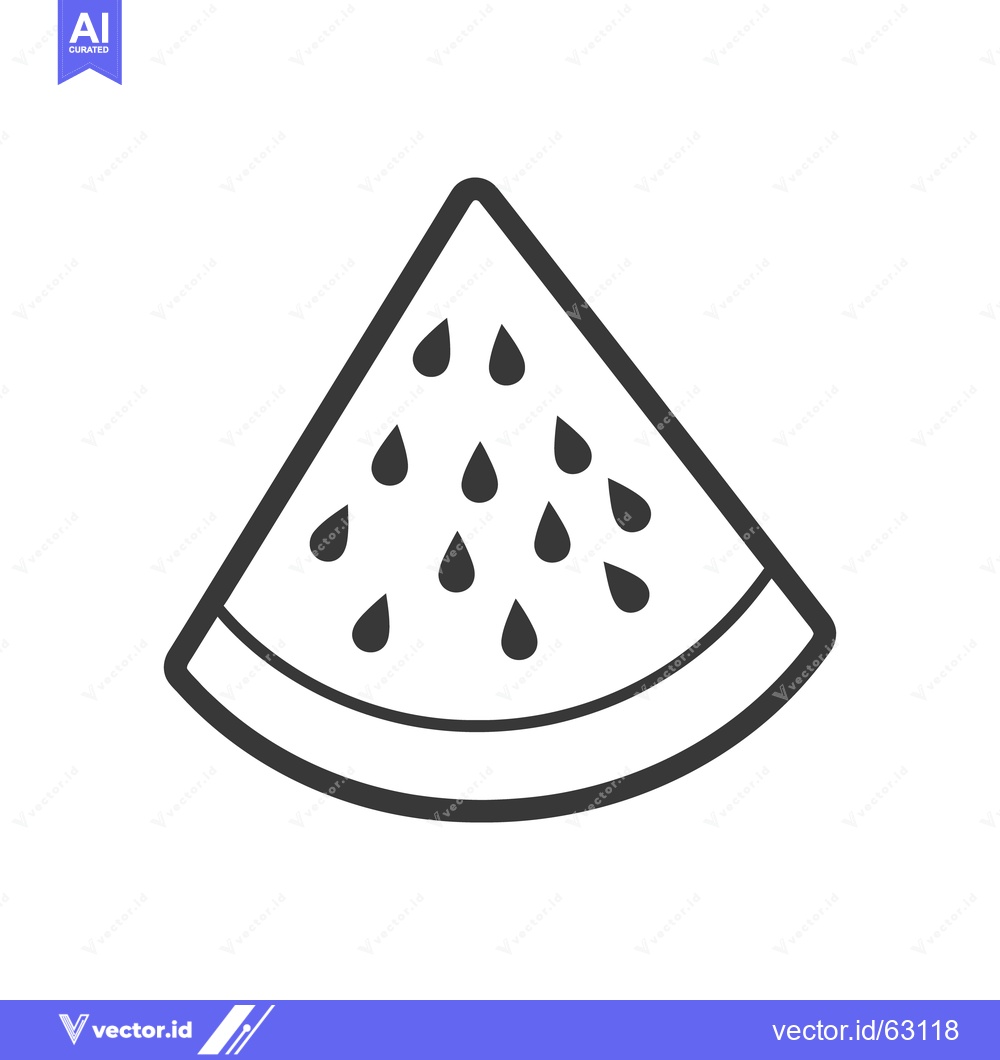 Premium Vector dari A graphic illustration of a watermelon slice with many seeds