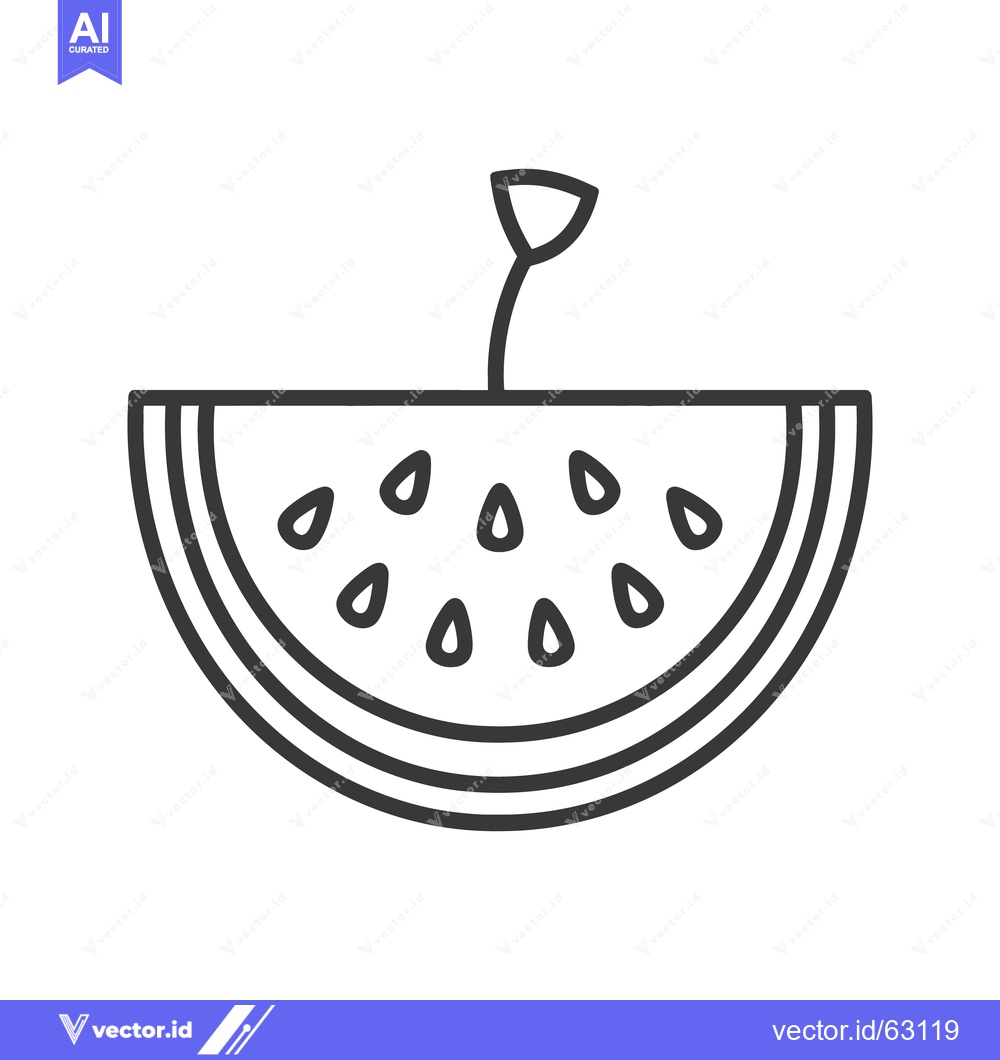 Premium Vector dari A stylized black and white drawing of a watermelon slice