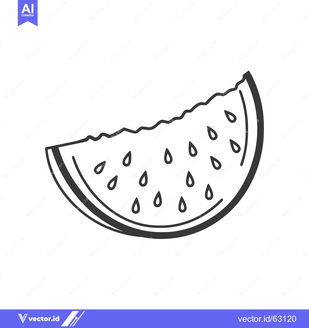 Premium Vector dari A black and white drawing of a watermelon slice