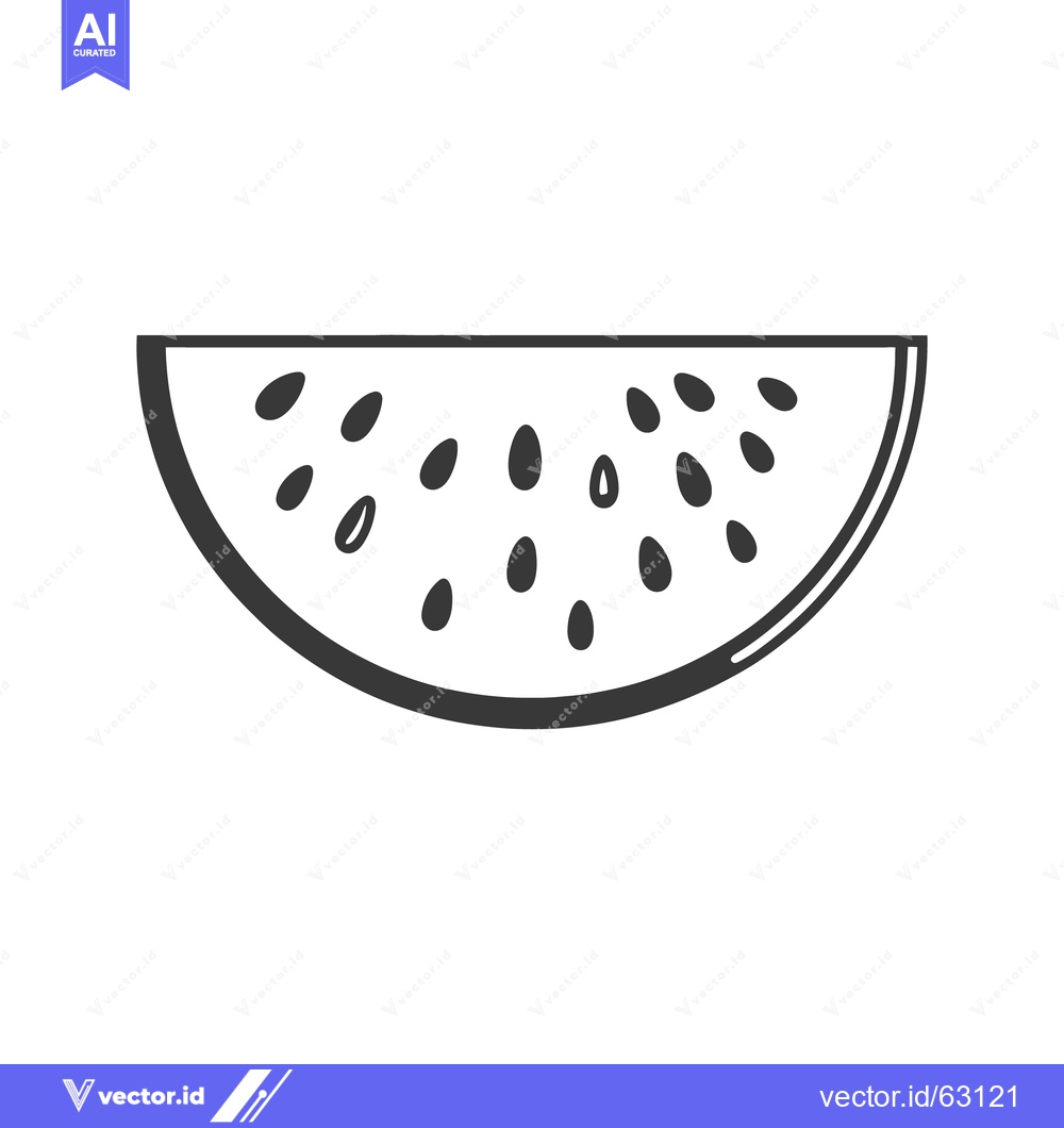 Premium Vector dari A monochrome drawing of a watermelon fruit slice and seeds
