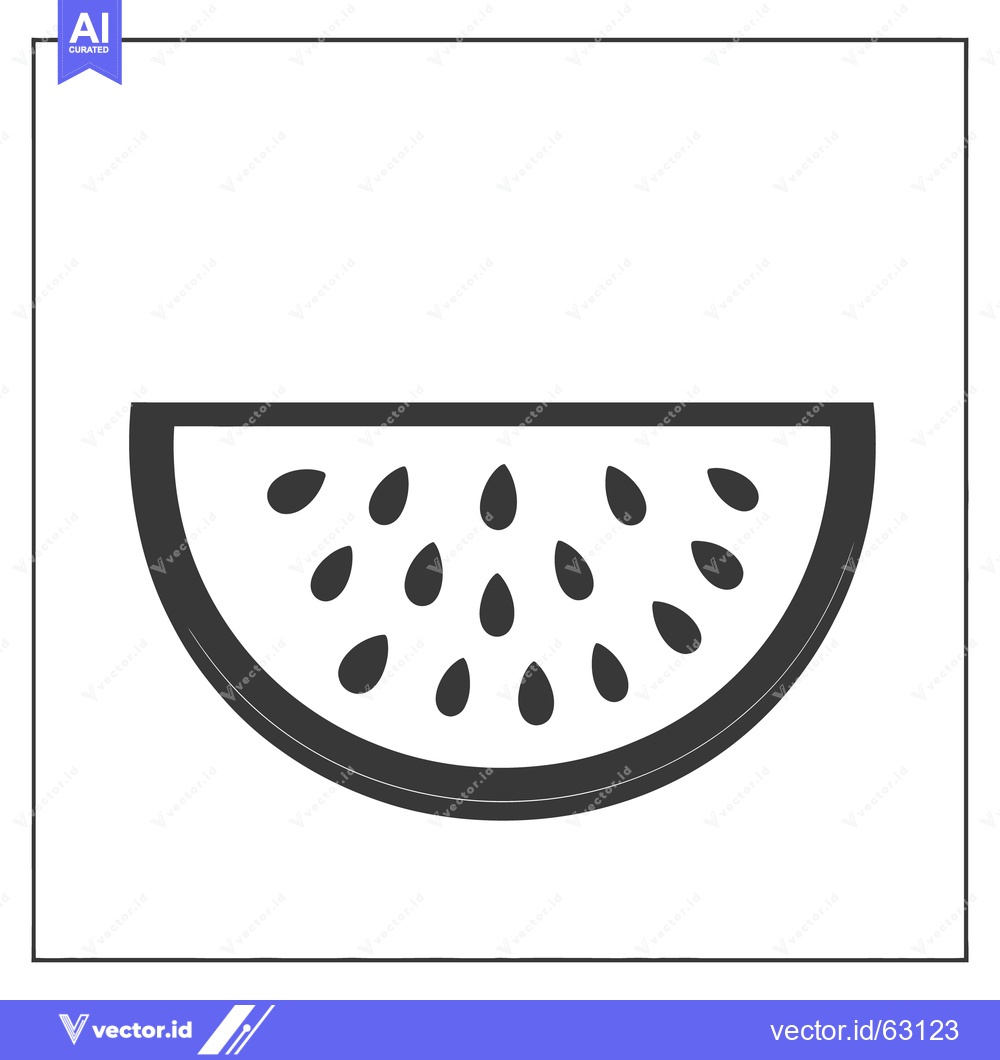 Premium Vector of A simple stylized drawing depicts a watermelon slice with seeds