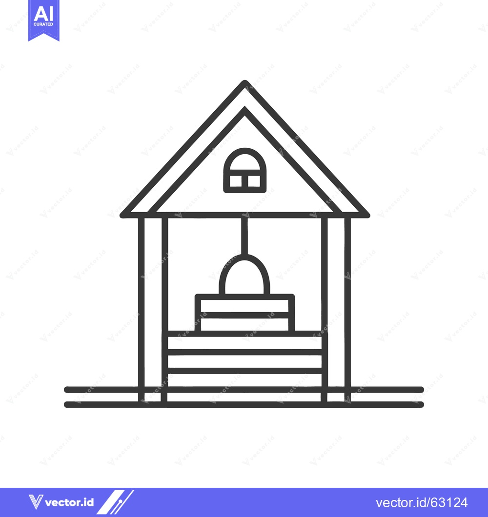 Premium Vector of A monochrome illustration of a covered well structure for water