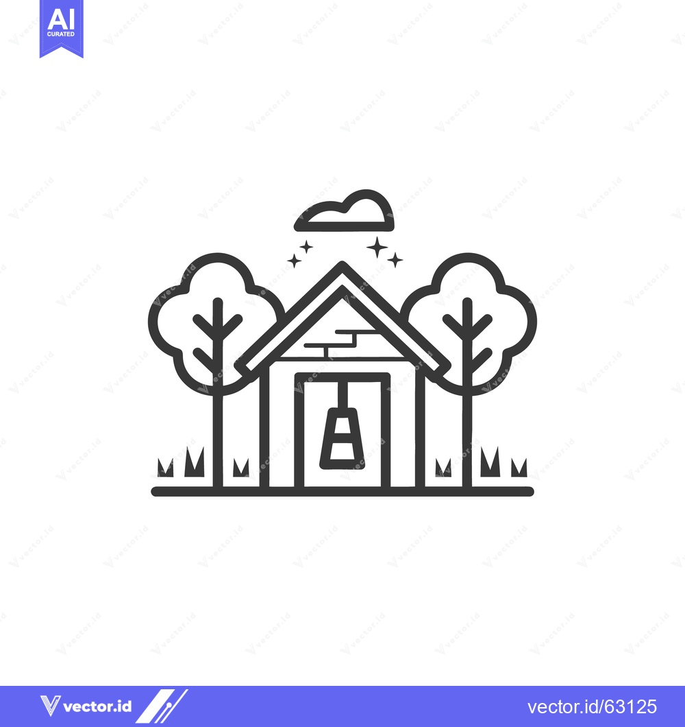 Premium Vector dari Simple black and white illustration of a small country shed