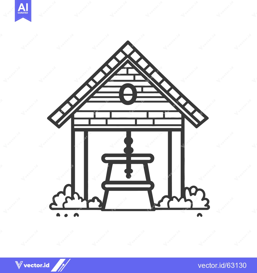 Premium Vector dari A black and white illustration of an old water well
