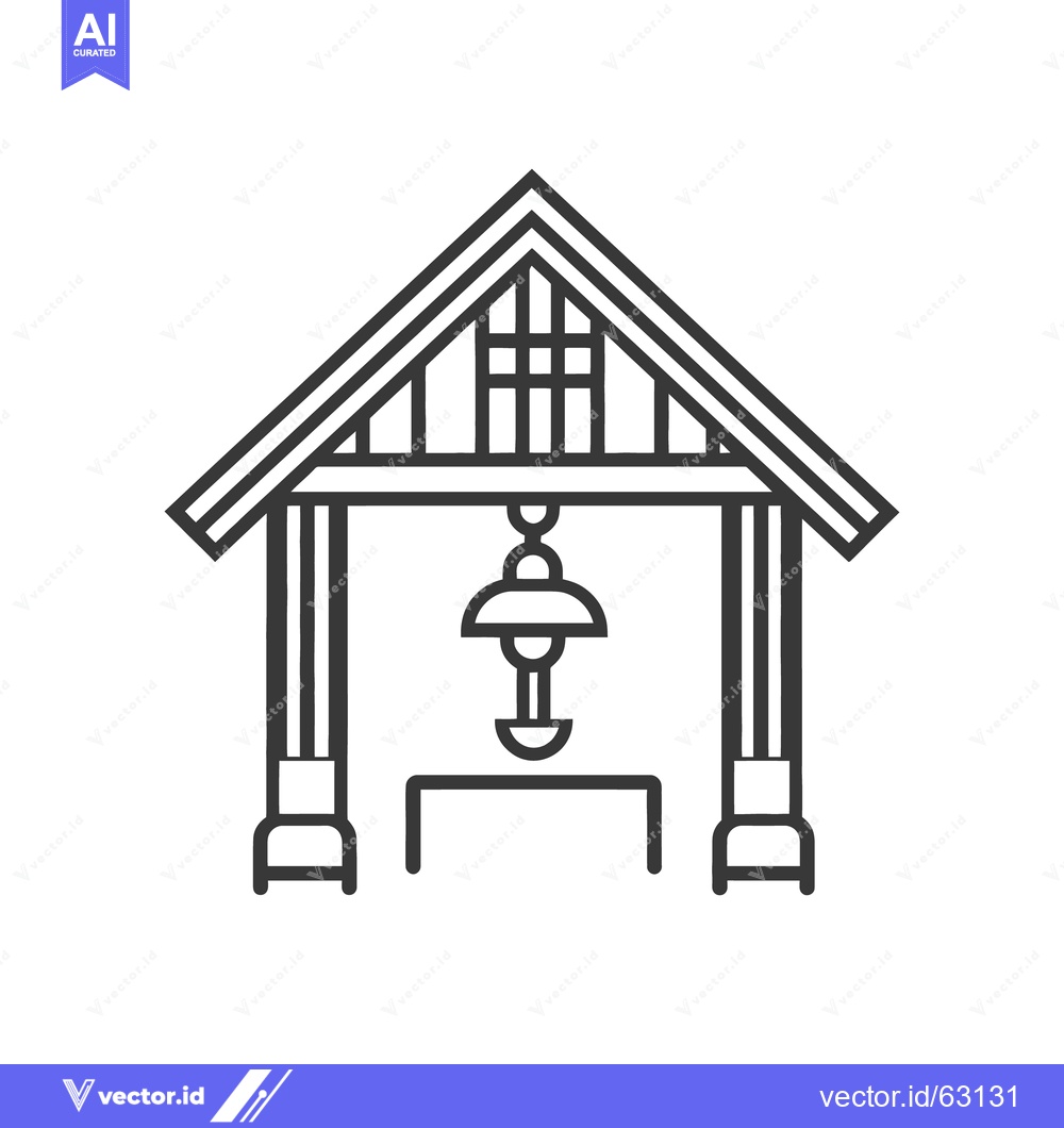Premium Vector dari Simplified vector illustration of a building with a hanging lamp