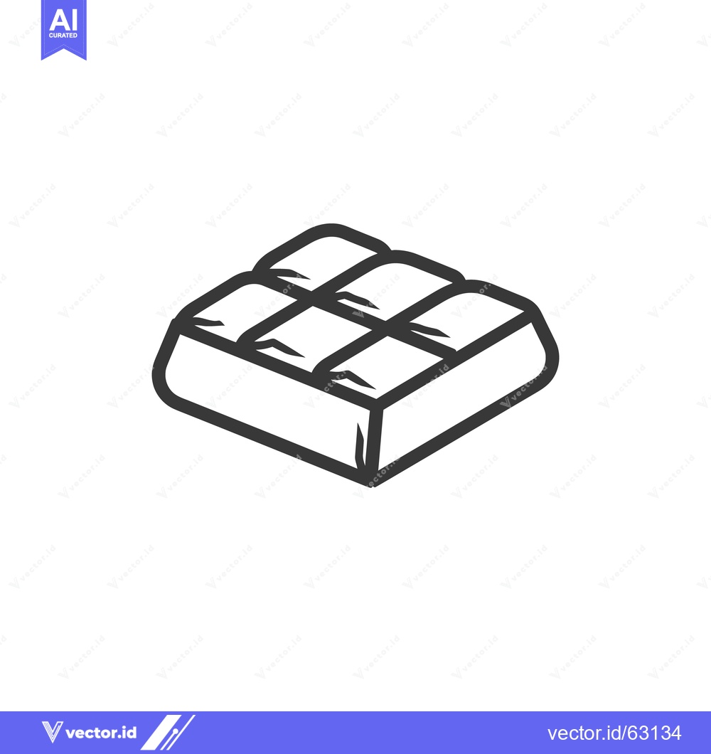 Premium Vector of A single bar of chocolate shown in a simple line drawing