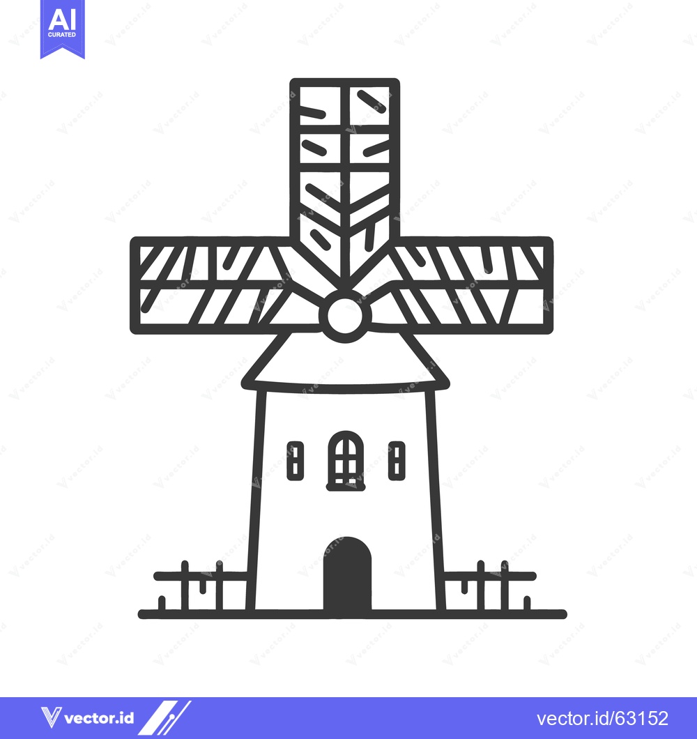 Premium Vector of A simple outlined illustration of a traditional windmill structure