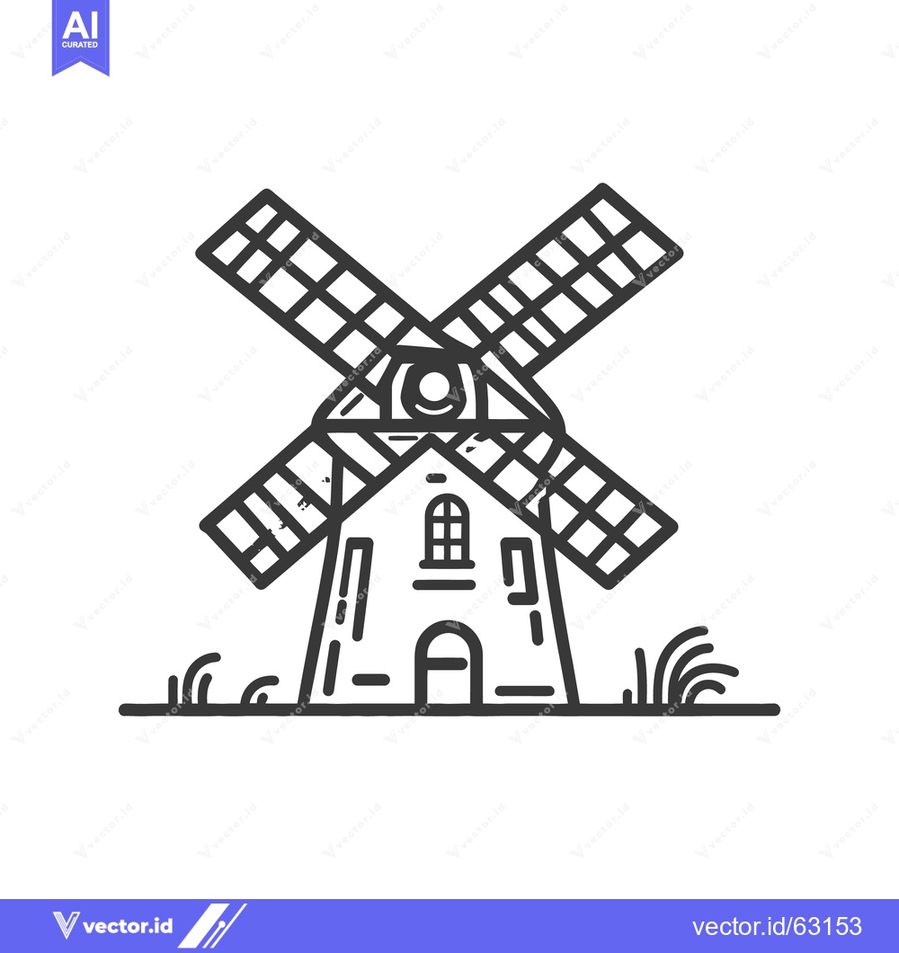Premium Vector of A simple black and white illustration of a windmill structure