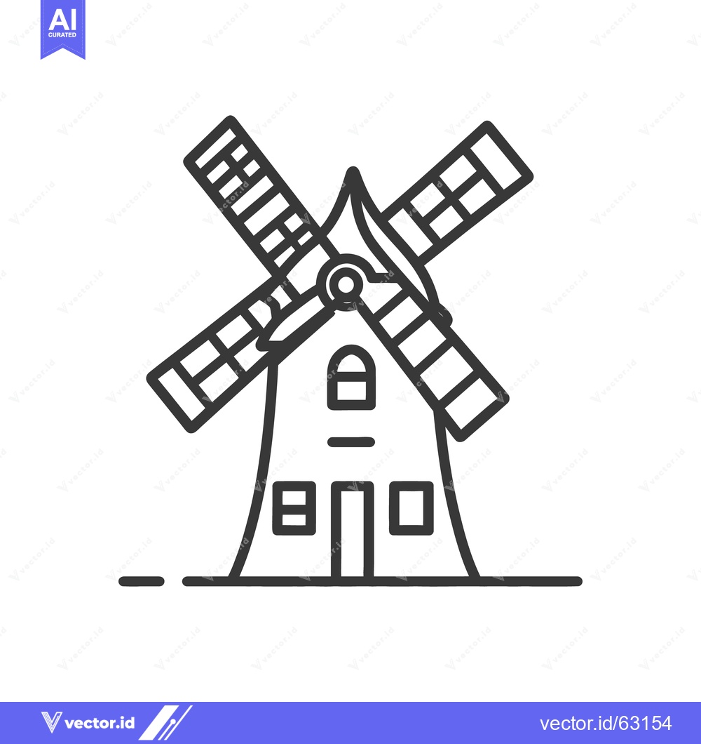 Premium Vector of A simple illustration of a windmill with four blades and windows