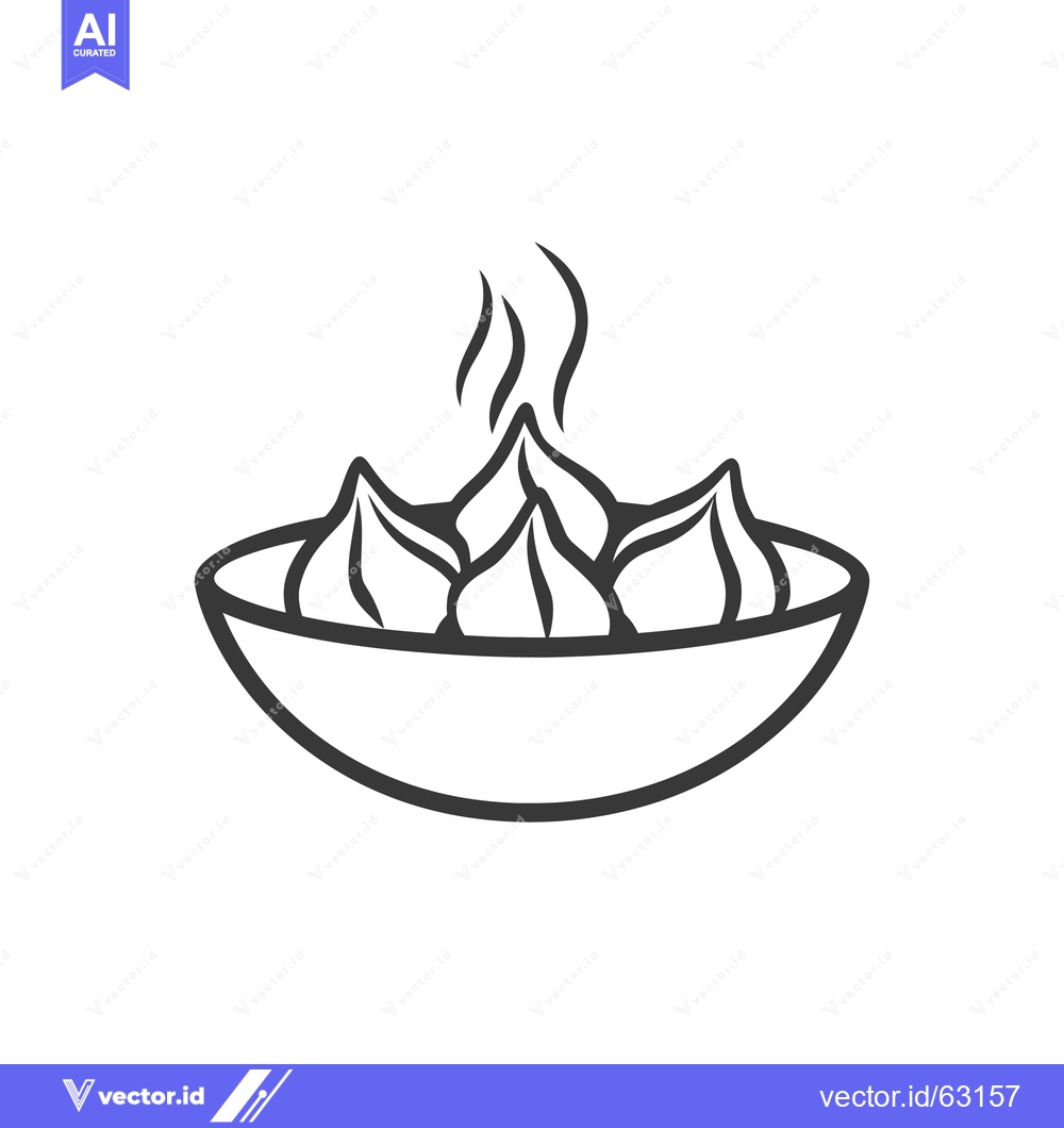 Premium Vector dari A simple line drawing of a bowl of dumplings steaming