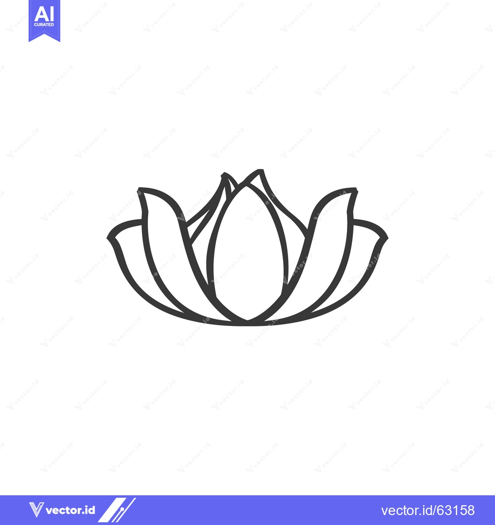 Premium Vector of Simple stylized black and white floral depiction of a lotus flower