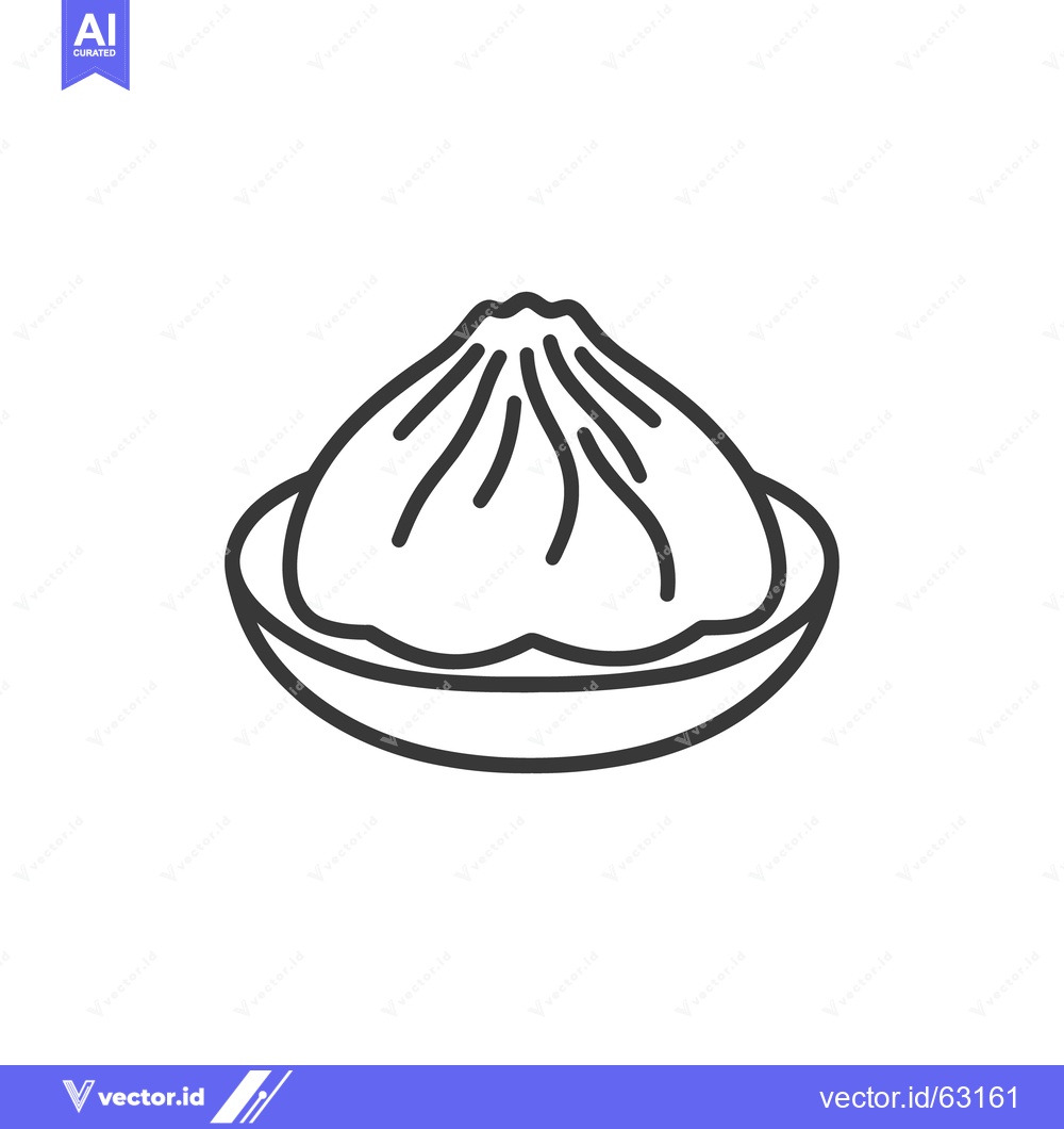 Premium Vector dari A line drawing depicts a dumpling on a plate