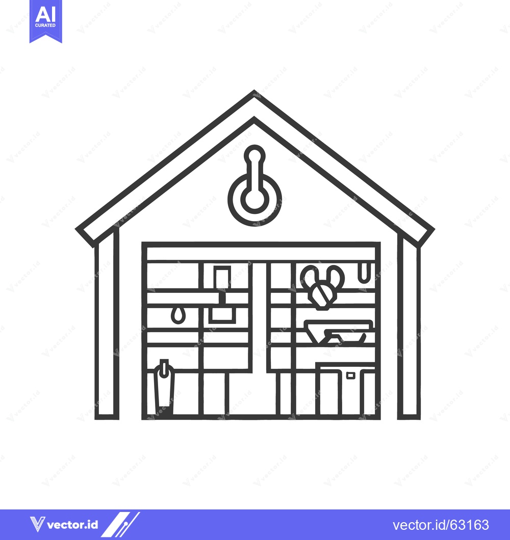 Premium Vector of The interior of a shed with organized shelves and supplies