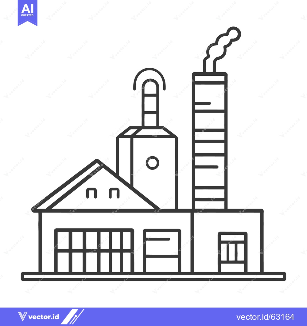 Premium Vector dari A simple monochrome illustration depicting an industrial factory build
