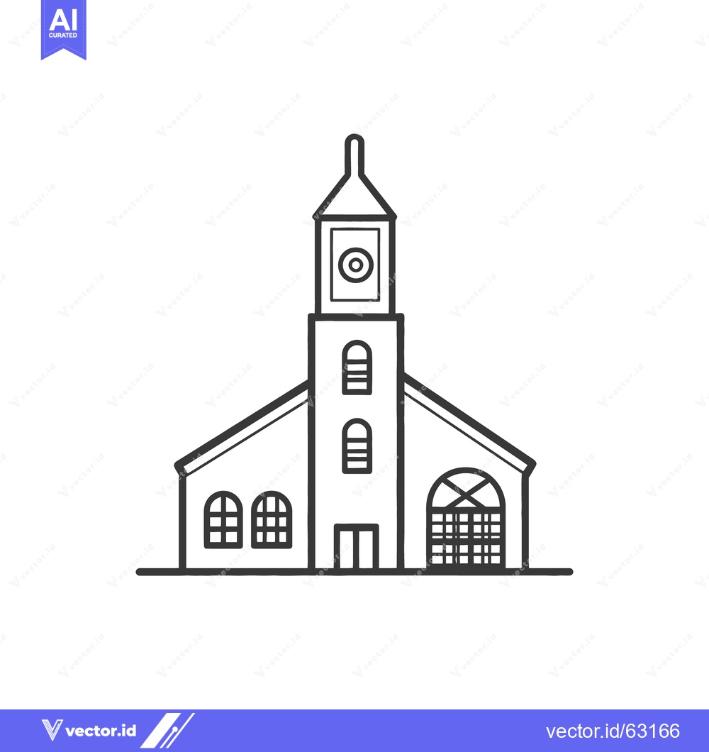Premium Vector of A detailed black and white drawing of a building with a tower