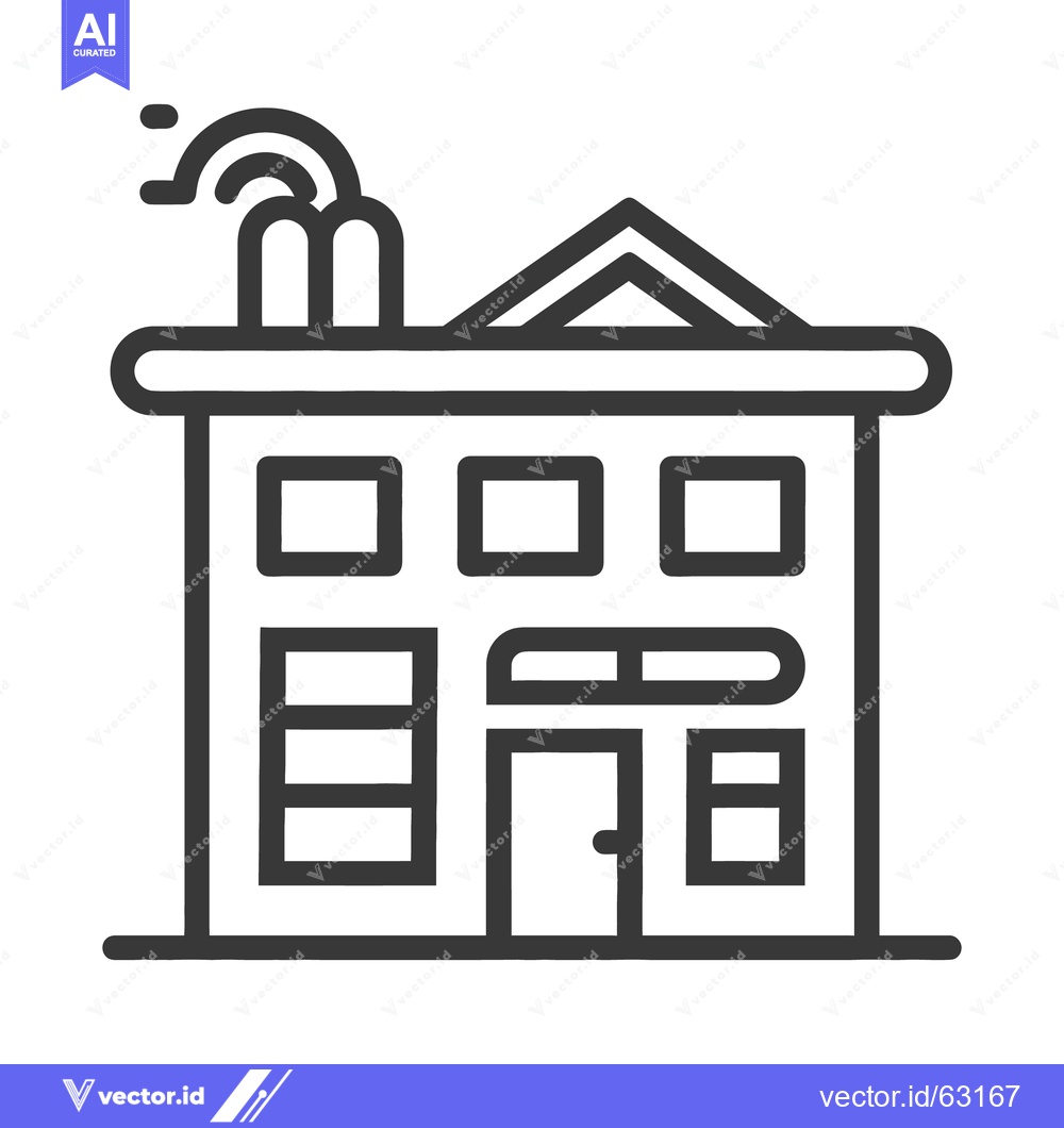 Premium Vector dari Simplified illustrated depiction of a two story building with chimney