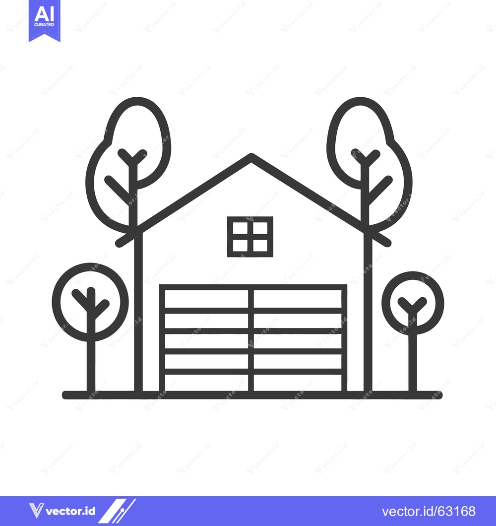 Premium Vector dari Simple black and white illustration of a house with trees around it