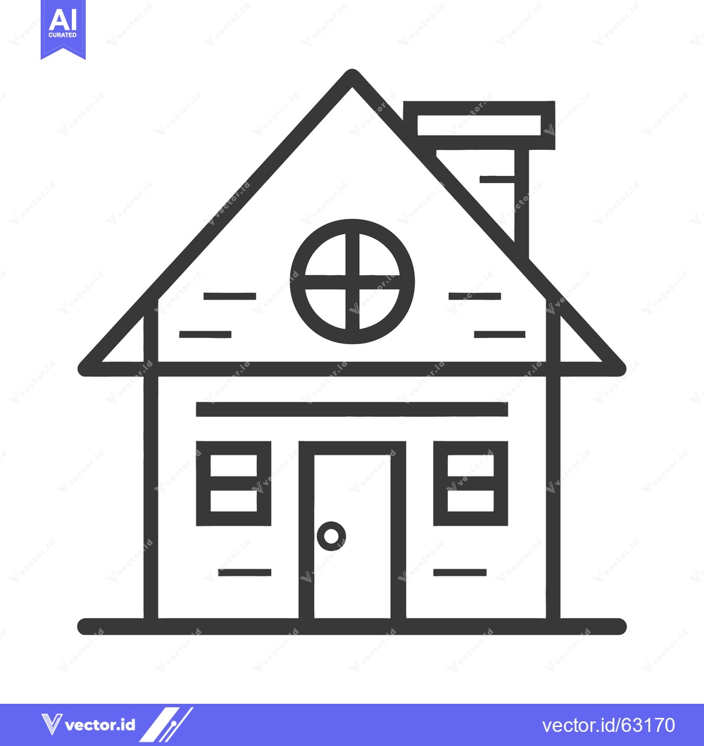 Premium Vector dari Simple vector illustration of a home with windows and chimney
