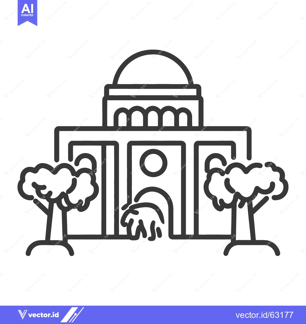 Premium Vector of A stylized image of a building with two trees near it