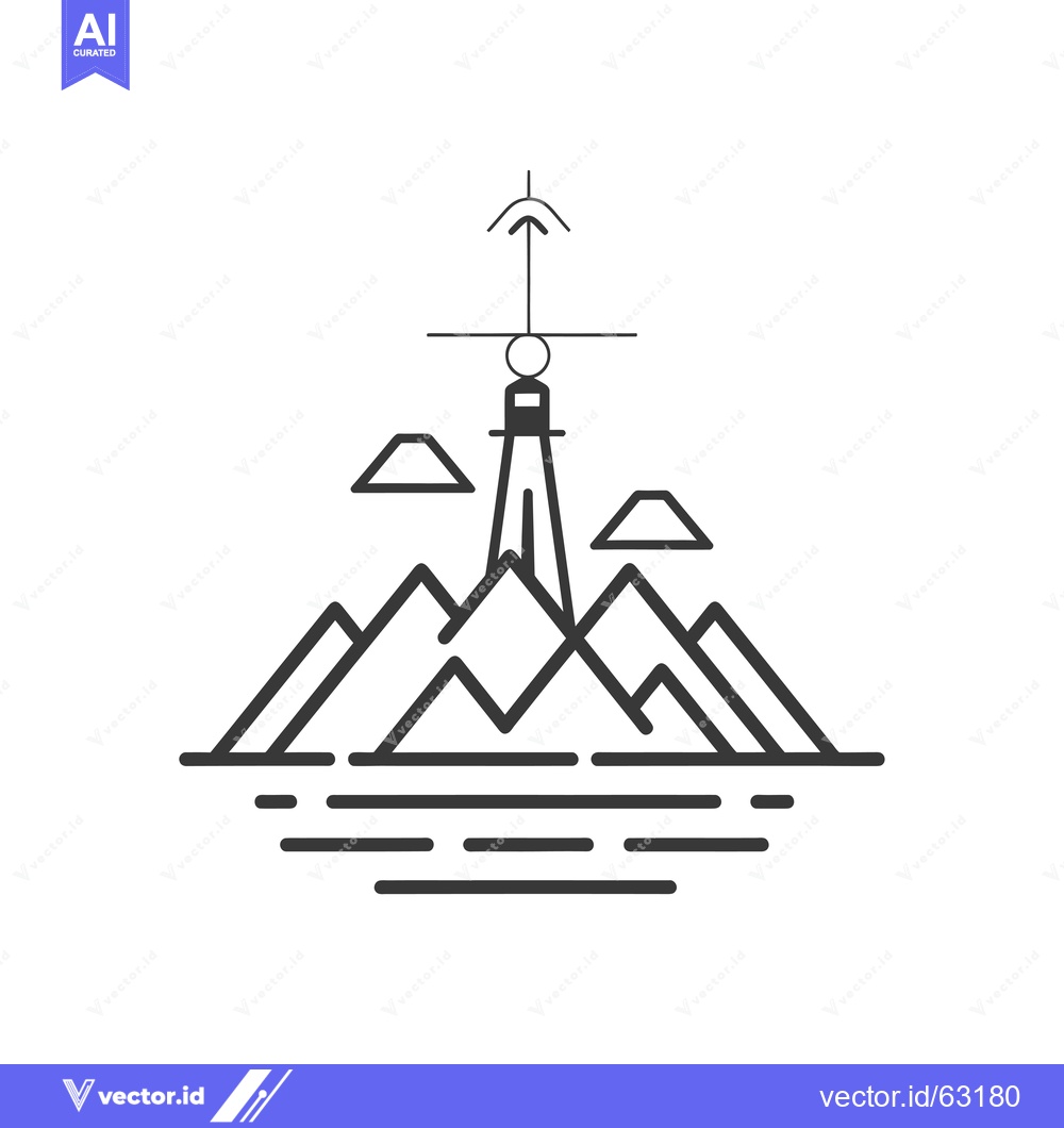 Premium Vector dari Minimalist Line Art Illustration of a Lighthouse on an Island