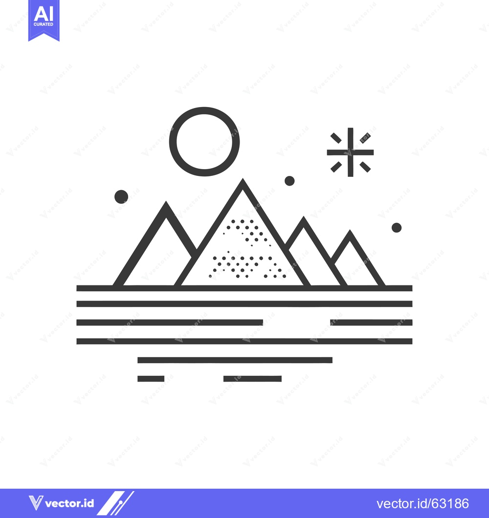 Premium Vector of Minimalist Line Art Illustration of Mountains, Sun, and Snowflakes