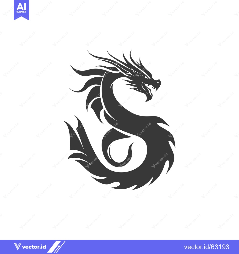Premium Vector dari A Black and White Stylized Dragon Design