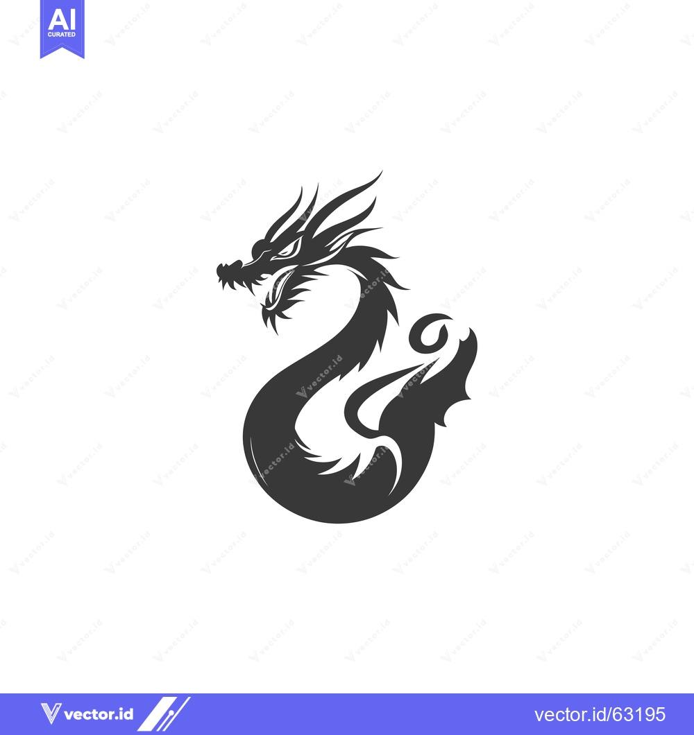 Premium Vector of Silhouette of a Fierce Dragon with Spikes and Fangs