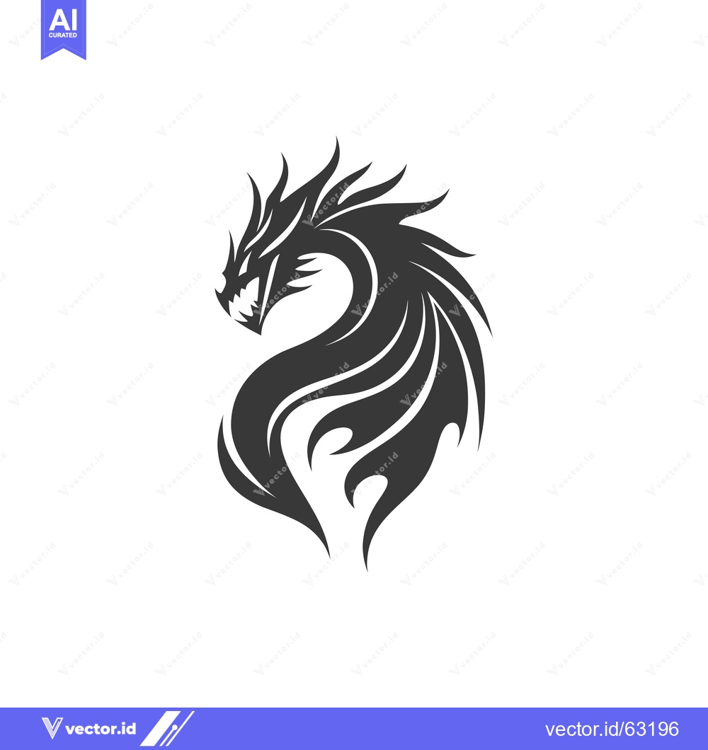 Premium Vector dari Stylized Black Dragon with Spikes and Flames Design