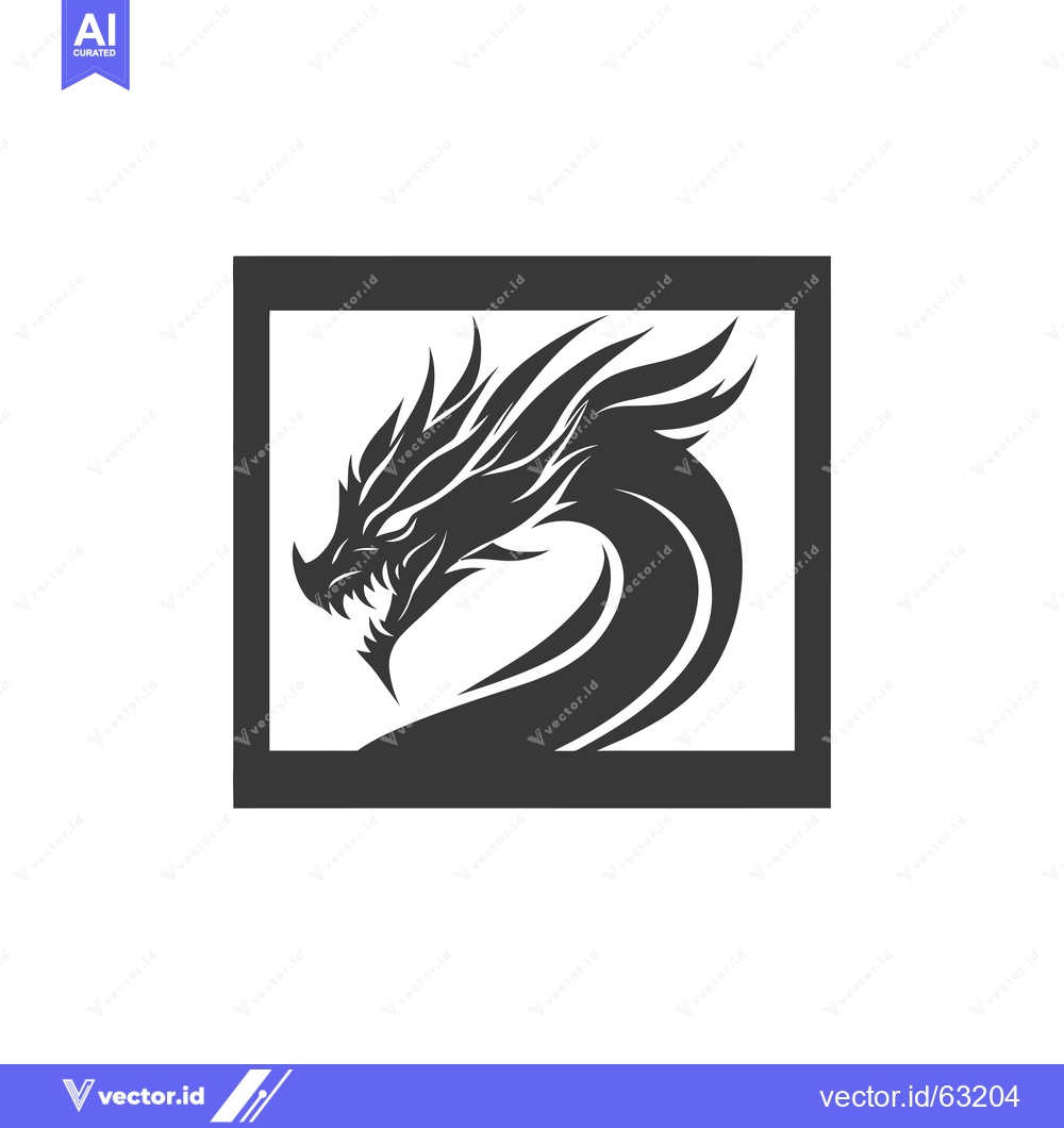 Premium Vector dari Black and White Dragon Head Logo Design