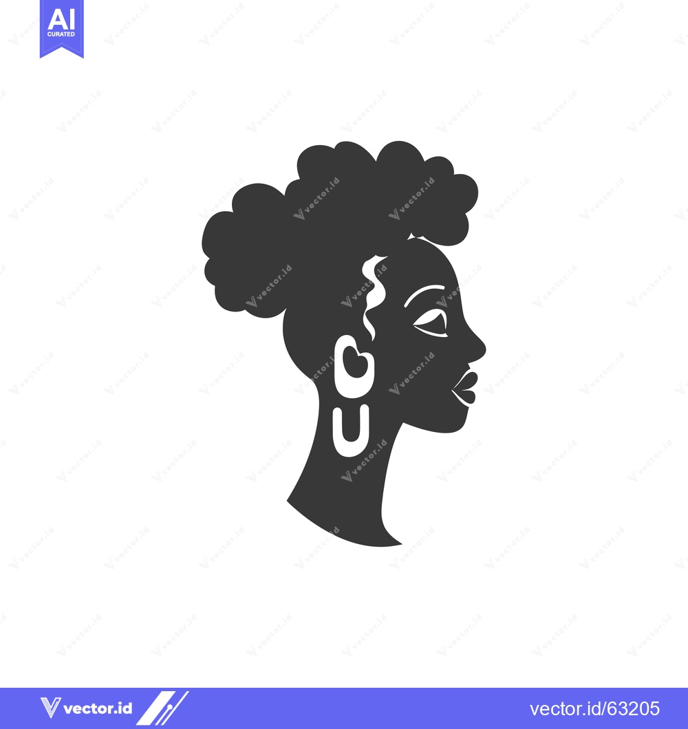 Premium Vector dari Black and White Silhouette of a Woman's Profile with Curly Hair and La