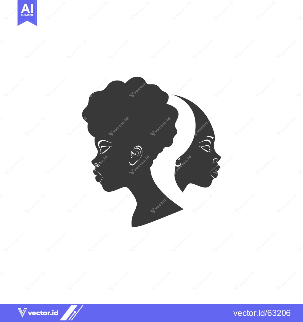 Premium Vector of Two Black Silhouettes of Women in Profile