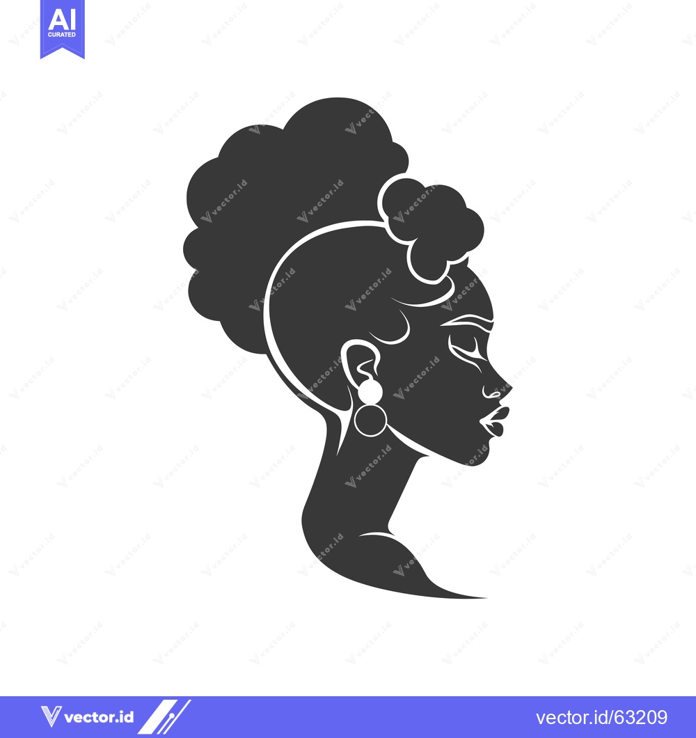 Premium Vector dari Silhouette of a Woman with Short Curly Hair and Earring