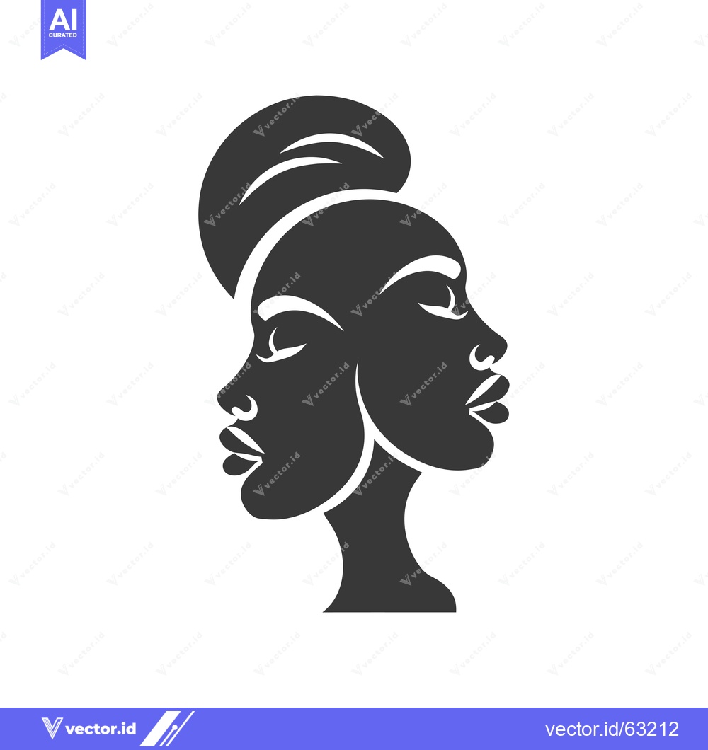 Premium Vector dari Black and White Silhouette of a Woman's Face with Hair Up
