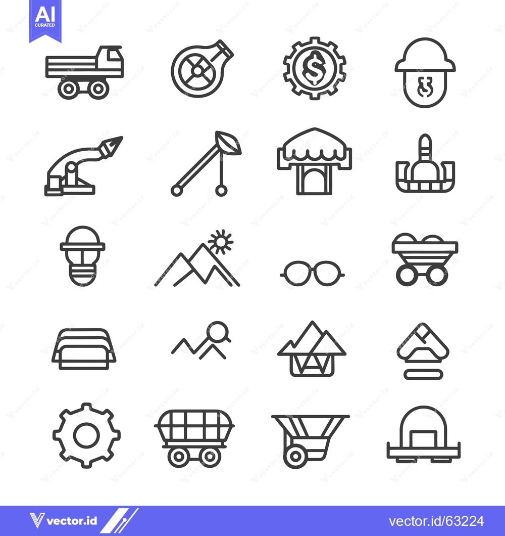 Premium Vector of Mining and Construction Industry Icons Set
