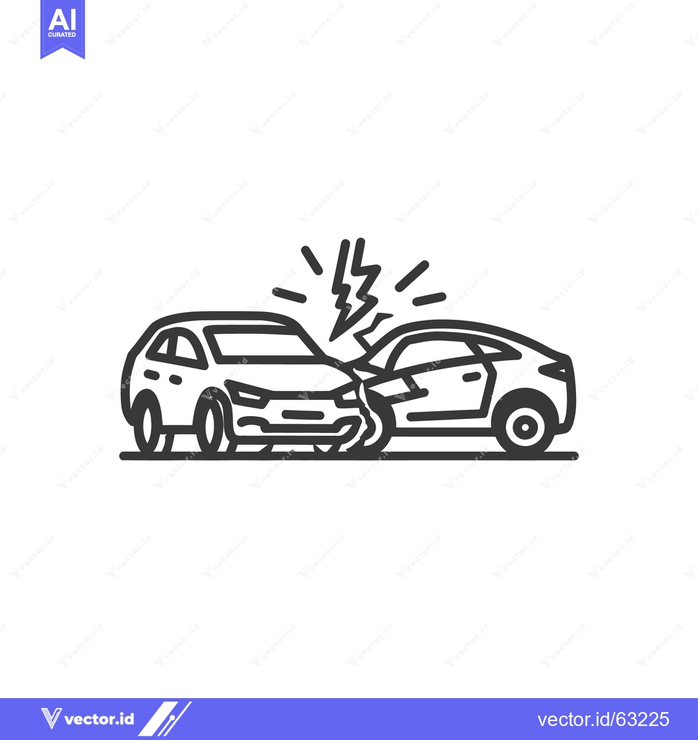 Premium Vector dari Car Crash Icon: Two Vehicles Colliding with Impact Lightning