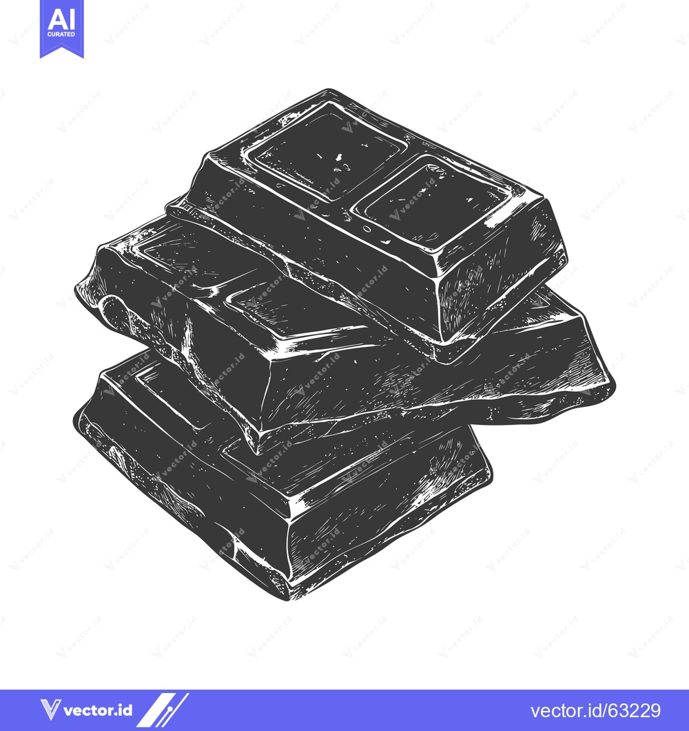 Premium Vector dari Stacked pieces of chocolate bar illustrated in a monochrome style