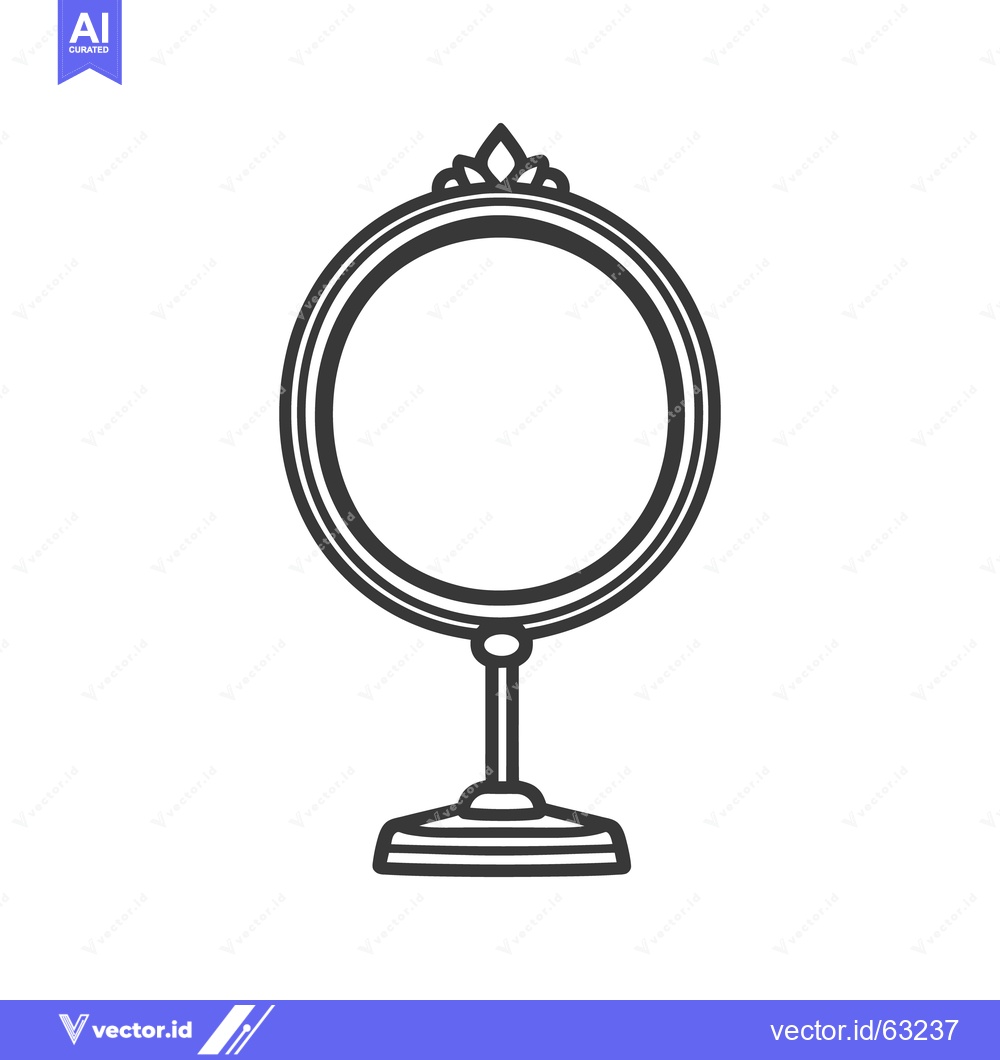 Premium Vector dari Detailed illustration of a decorative round framed vanity mirror
