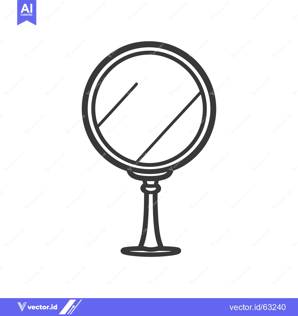 Premium Vector of An illustration depicting a circular mirror with a standing base