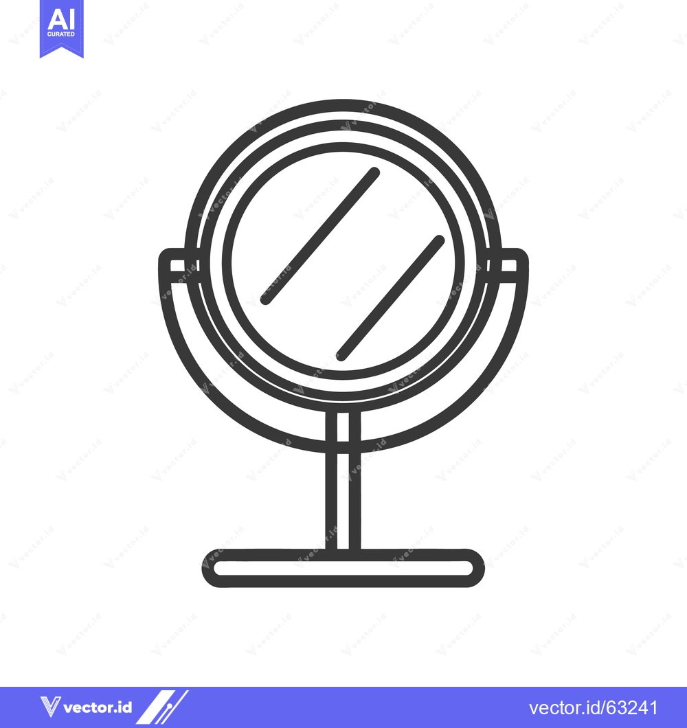 Premium Vector dari A simple outlined image of a round tabletop mirror