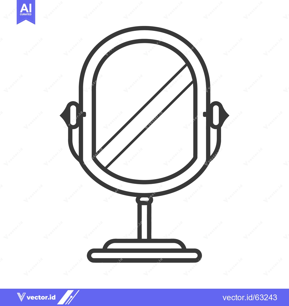 Premium Vector dari An Oval Framed Mirror with A Single Diagonal Line
