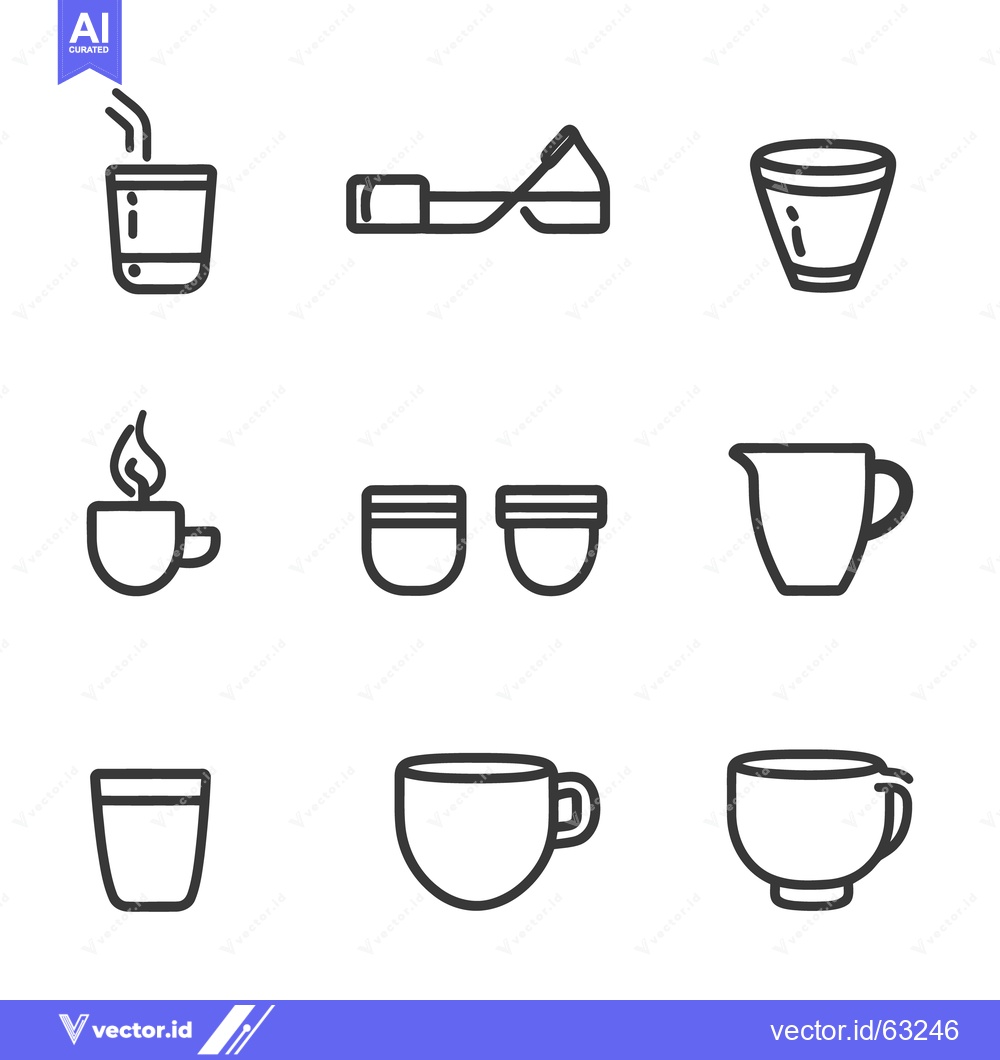 Premium Vector of Various drinkware utensils and vessels illustrated in simple minimalis