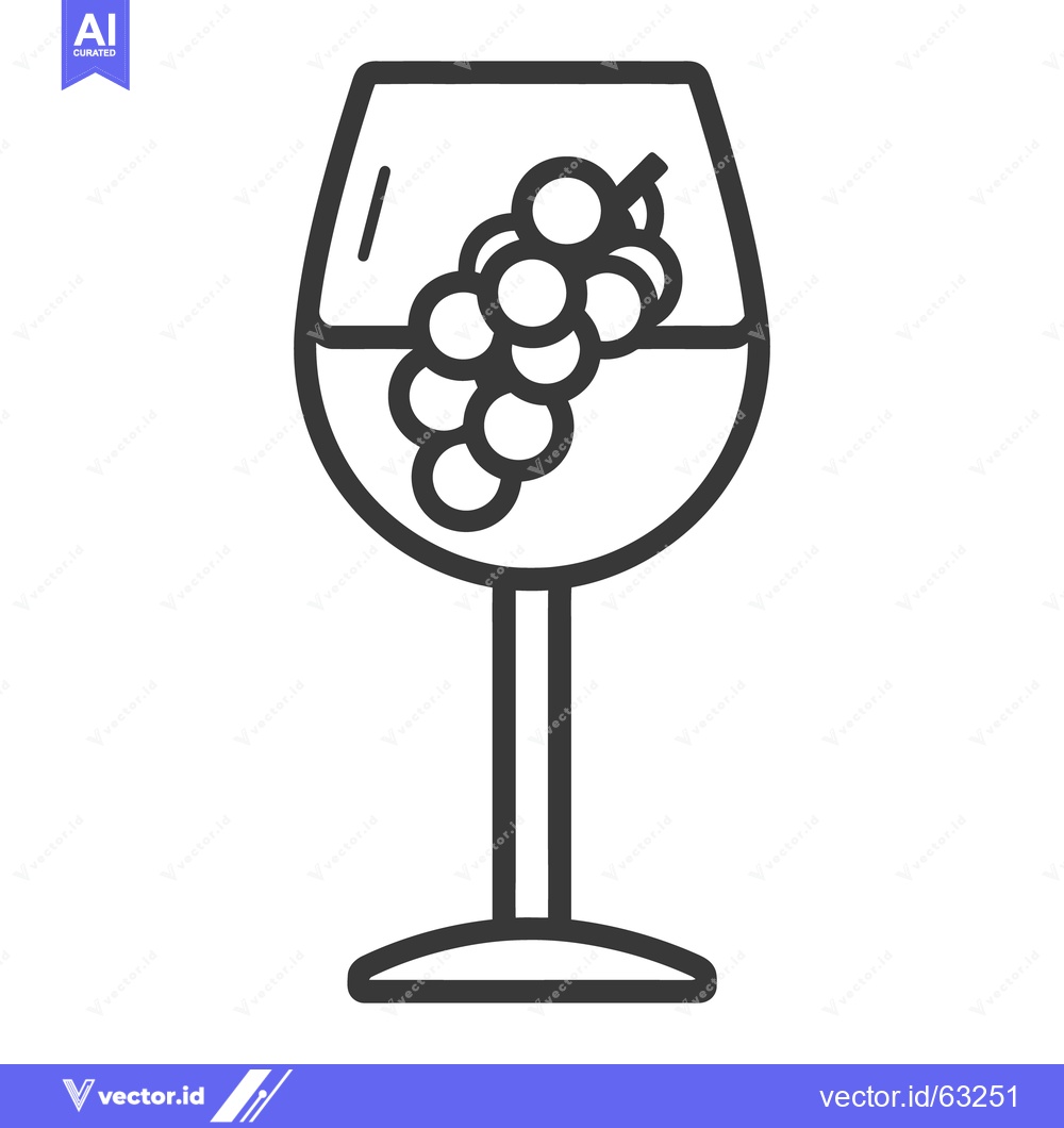 Premium Vector of A vector illustration depicting a wine glass with a grape bunch inside