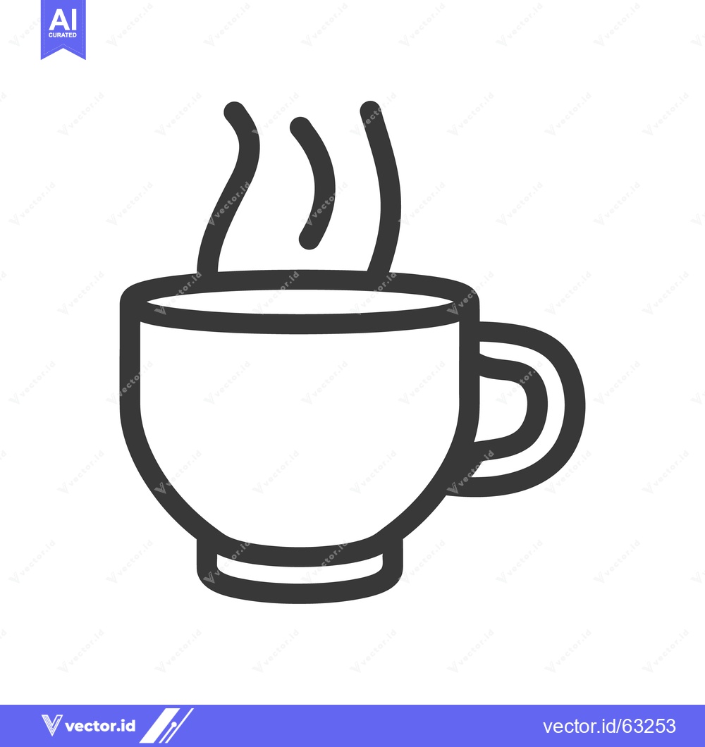 Premium Vector dari A simplistic line drawing depicts a steaming hot beverage in a mug