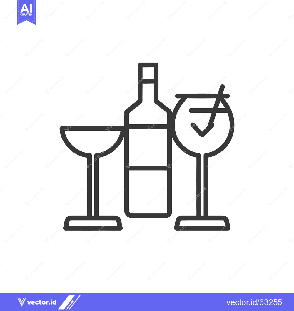 Premium Vector of Wine bottle and glasses symbol representing alcohol beverage options
