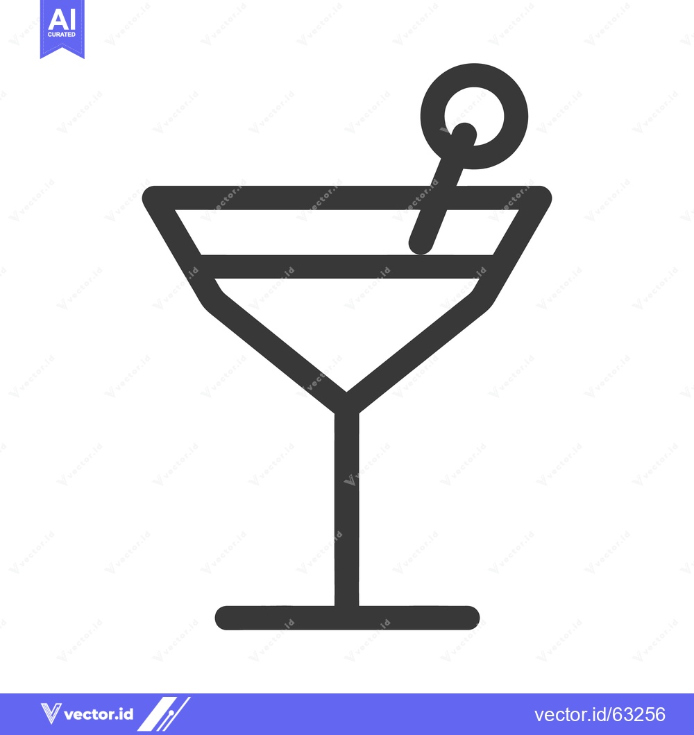 Premium Vector of A simple line drawing of a cocktail with a garnish