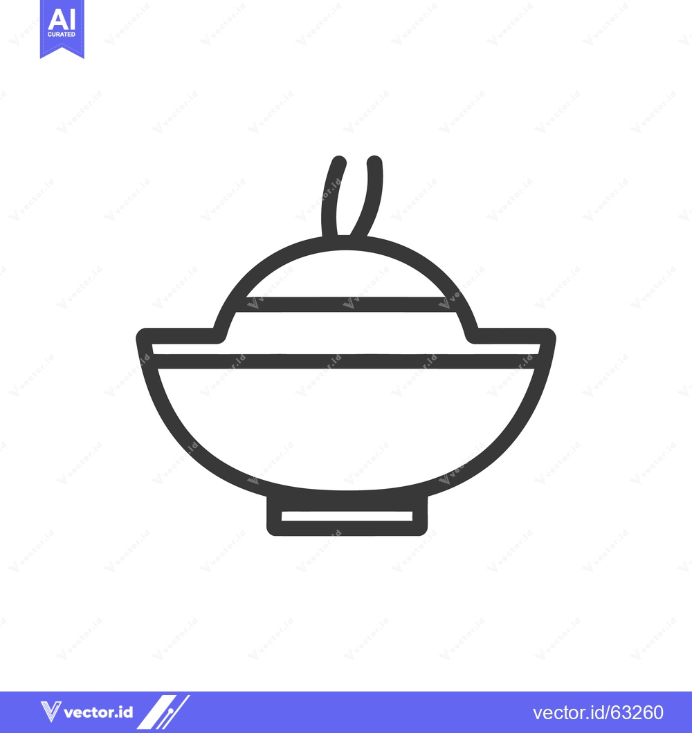 Premium Vector dari A Line Art Drawing Depicting a Covered Soup Bowl